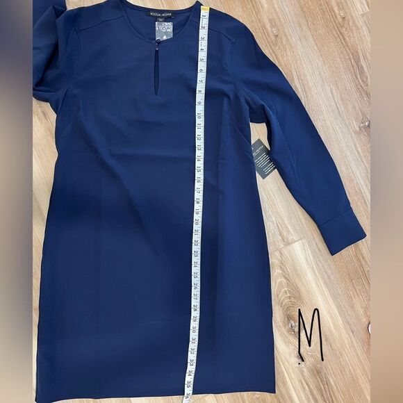BOSTON PROPER Blue Keyhole Dress - Picture 10 of 11